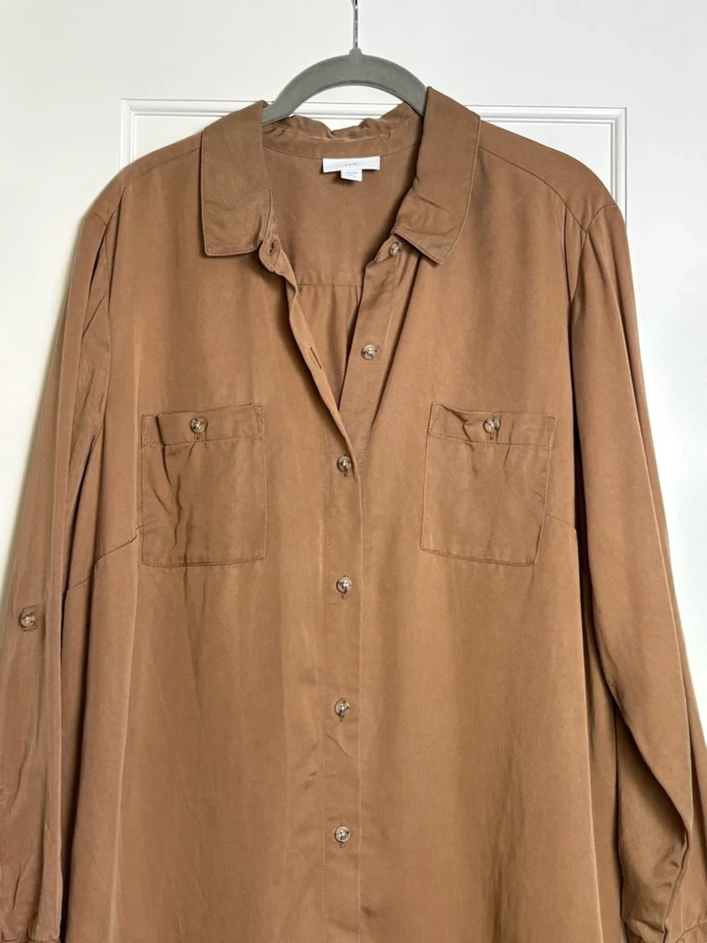 J. jill Brown Long-Sleeve Button Down Tunic Top (XL) - Picture 3 of 5